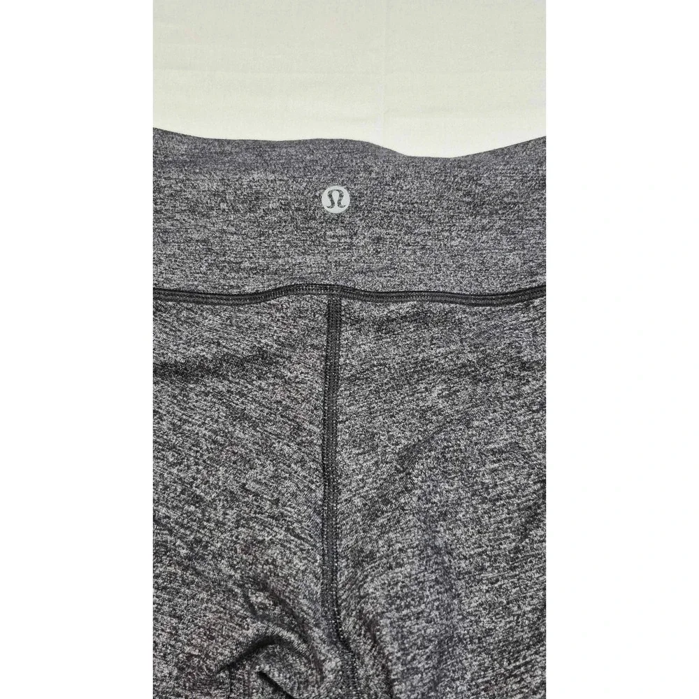Lululemon Women black Heather Skinny Leg Pull-On Ankle Leggings Sz 4 yoga pants‎